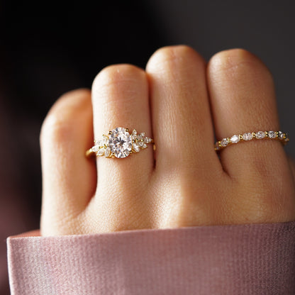 Oval Cut Cluster Lab-Grown Diamond Engagement Ring
