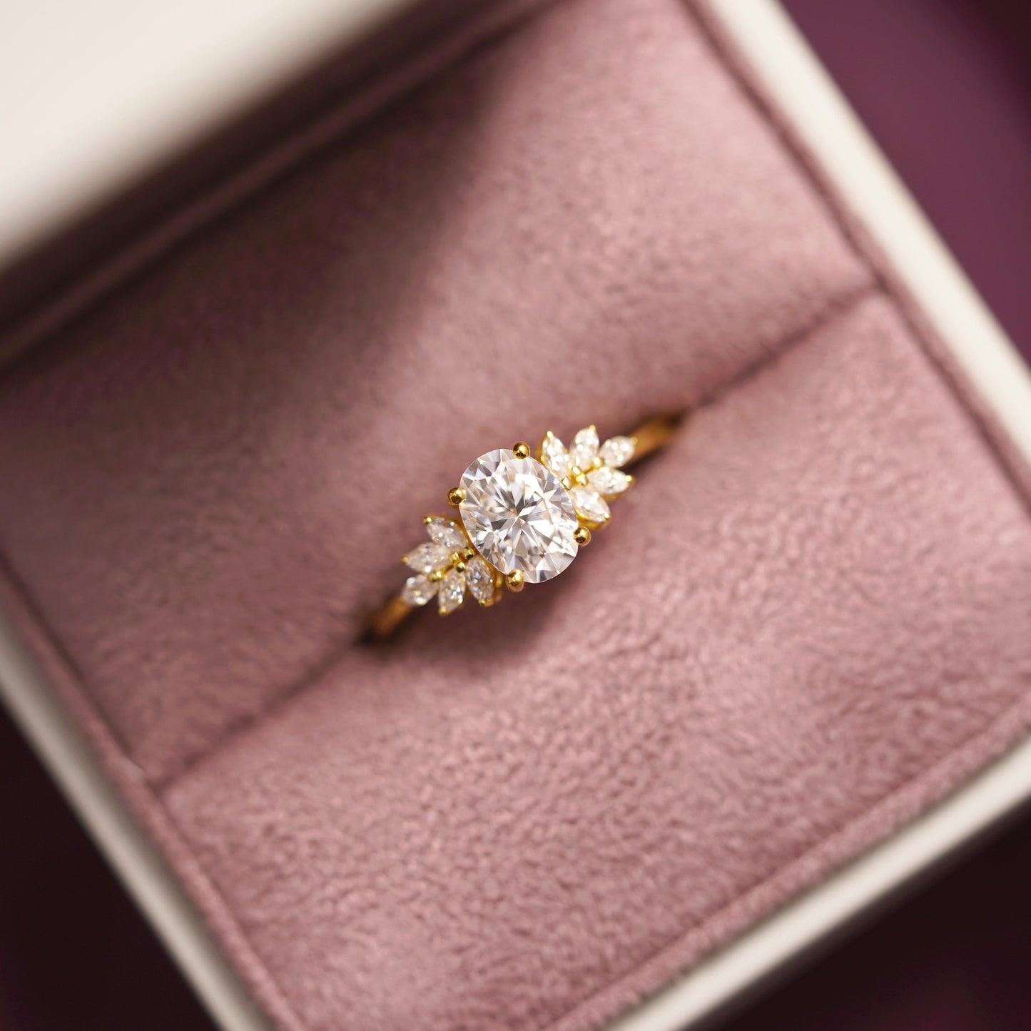 Oval Cut Cluster Lab-Grown Diamond Engagement Ring