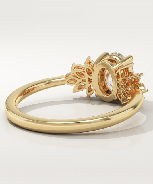 Oval Cut Cluster Lab-Grown Diamond Engagement Ring