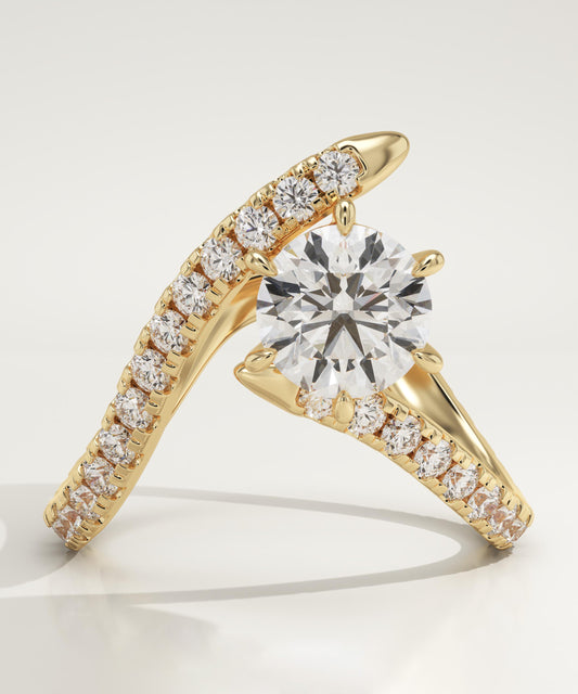 Round Cut Unique Lab-Grown Diamond Engagement Ring