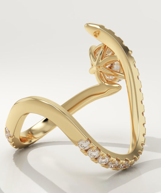 Round Cut Unique Lab-Grown Diamond Engagement Ring