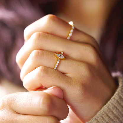 Marquise Cut Pave Lab-Grown Diamond Engagement Ring