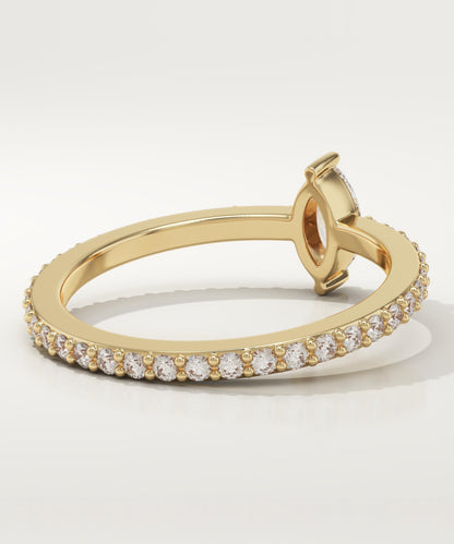 Marquise Cut Pave Lab-Grown Diamond Engagement Ring