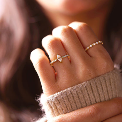 Marquise Cut Pave Lab-Grown Diamond Engagement Ring