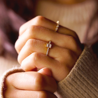 Emerald Cut Pave Lab-Grown Diamond Engagement Ring