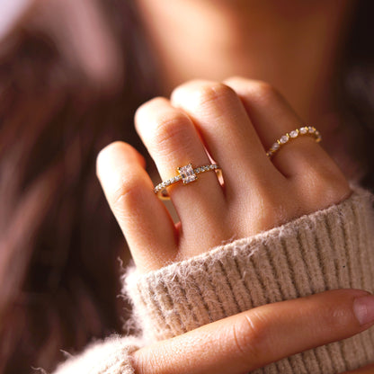 Emerald Cut Pave Lab-Grown Diamond Engagement Ring