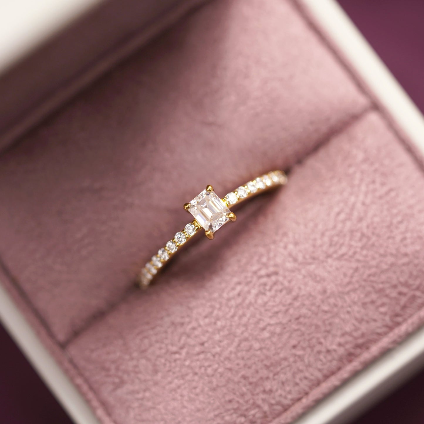 Emerald Cut Pave Lab-Grown Diamond Engagement Ring