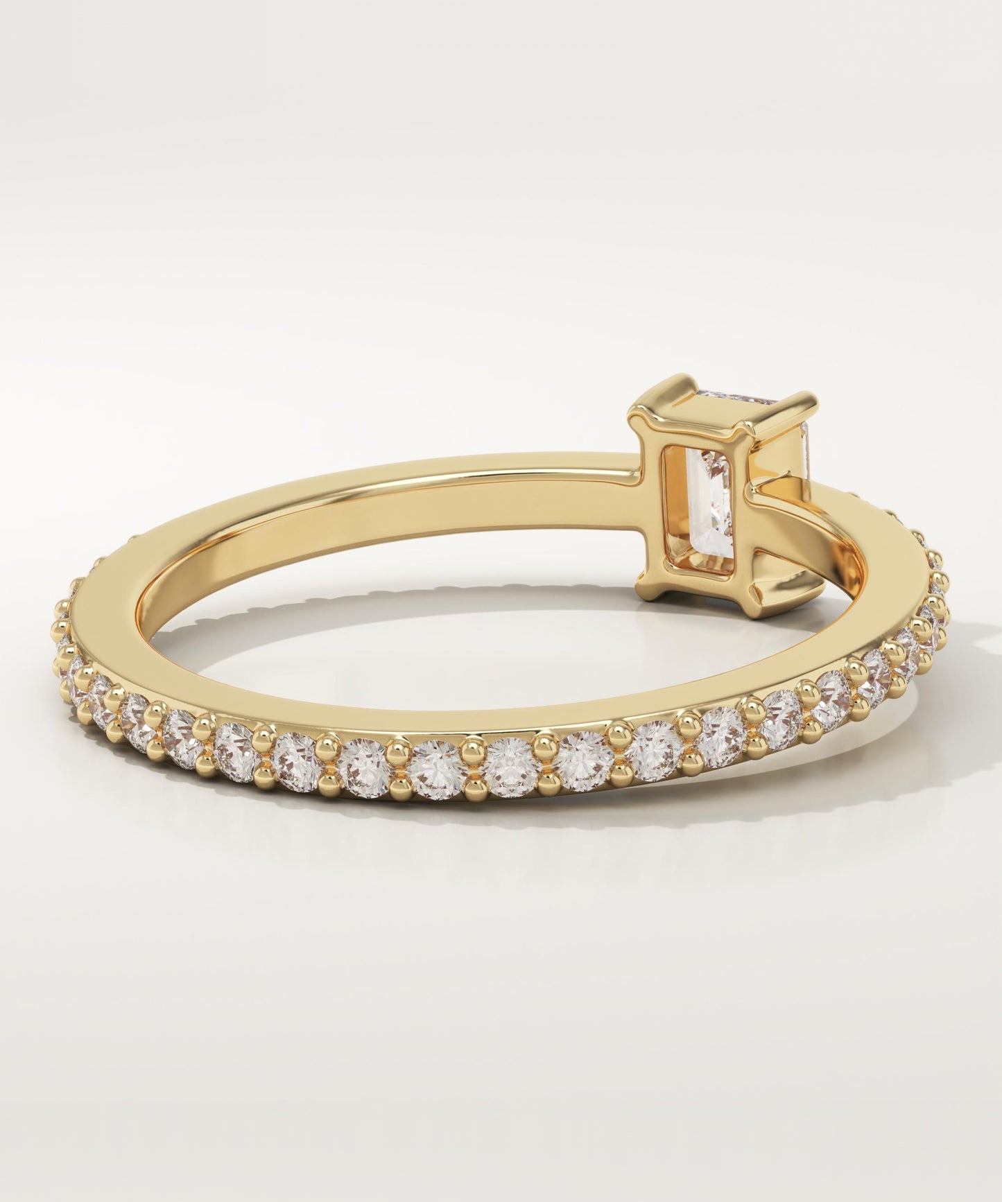 Emerald Cut Pave Lab-Grown Diamond Engagement Ring
