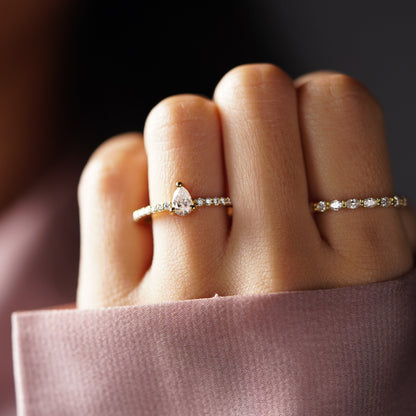 Pear Cut Pave Lab-Grown Diamond Engagement Ring