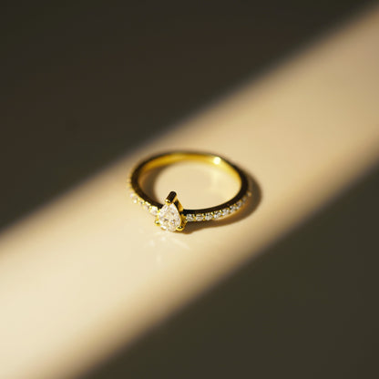 Pear Cut Pave Lab-Grown Diamond Engagement Ring