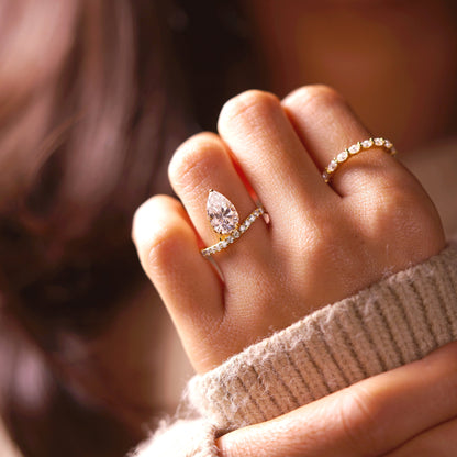 Pear Cut Pave Lab-Grown Diamond Engagement Ring