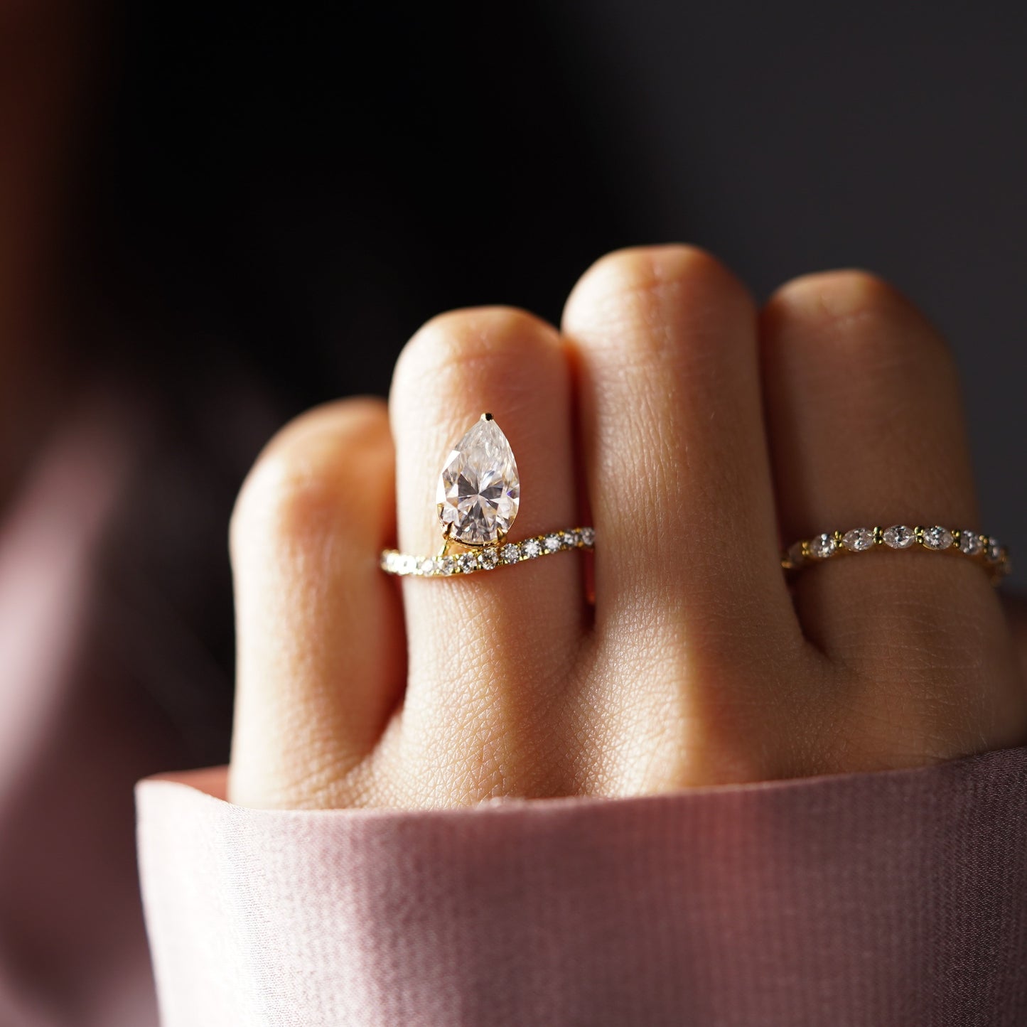 Pear Cut Pave Lab-Grown Diamond Engagement Ring