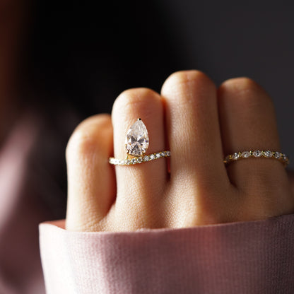 Pear Cut Pave Lab-Grown Diamond Engagement Ring