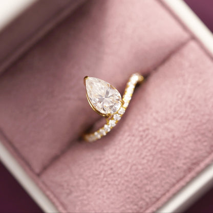 Pear Cut Pave Lab-Grown Diamond Engagement Ring