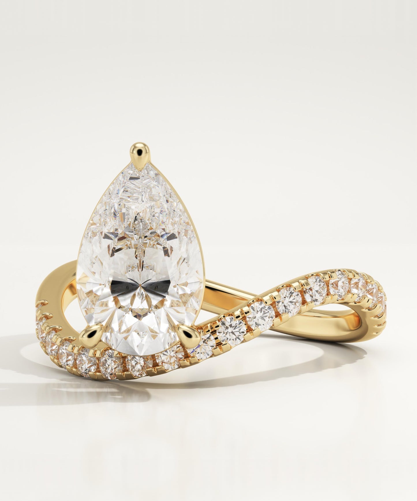 Pear Cut Pave Lab-Grown Diamond Engagement Ring