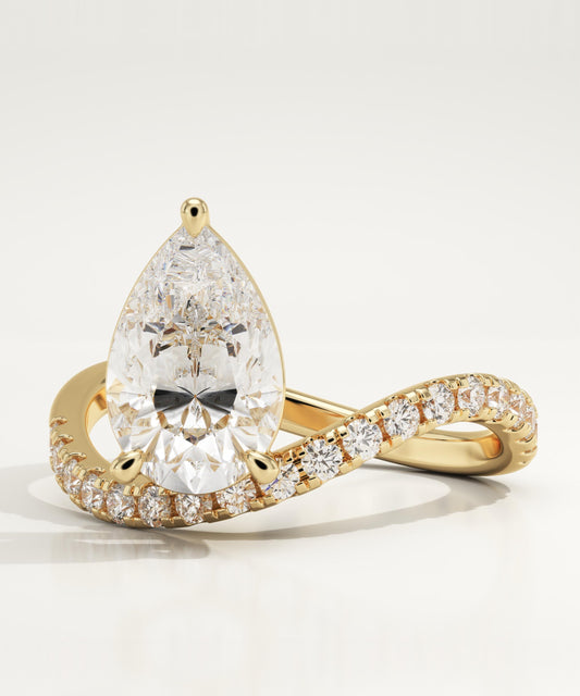 Pear Cut Pave Lab-Grown Diamond Engagement Ring