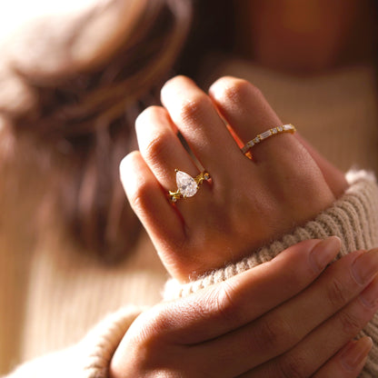 Pear Cut Twig Lab-Grown Diamond Engagement Ring