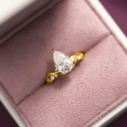 Pear Cut Twig Lab-Grown Diamond Engagement Ring