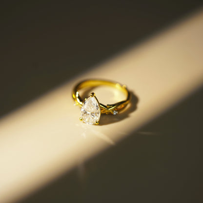 Pear Cut Twig Lab-Grown Diamond Engagement Ring