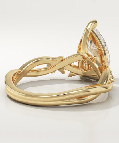 Pear Cut Twig Lab-Grown Diamond Engagement Ring