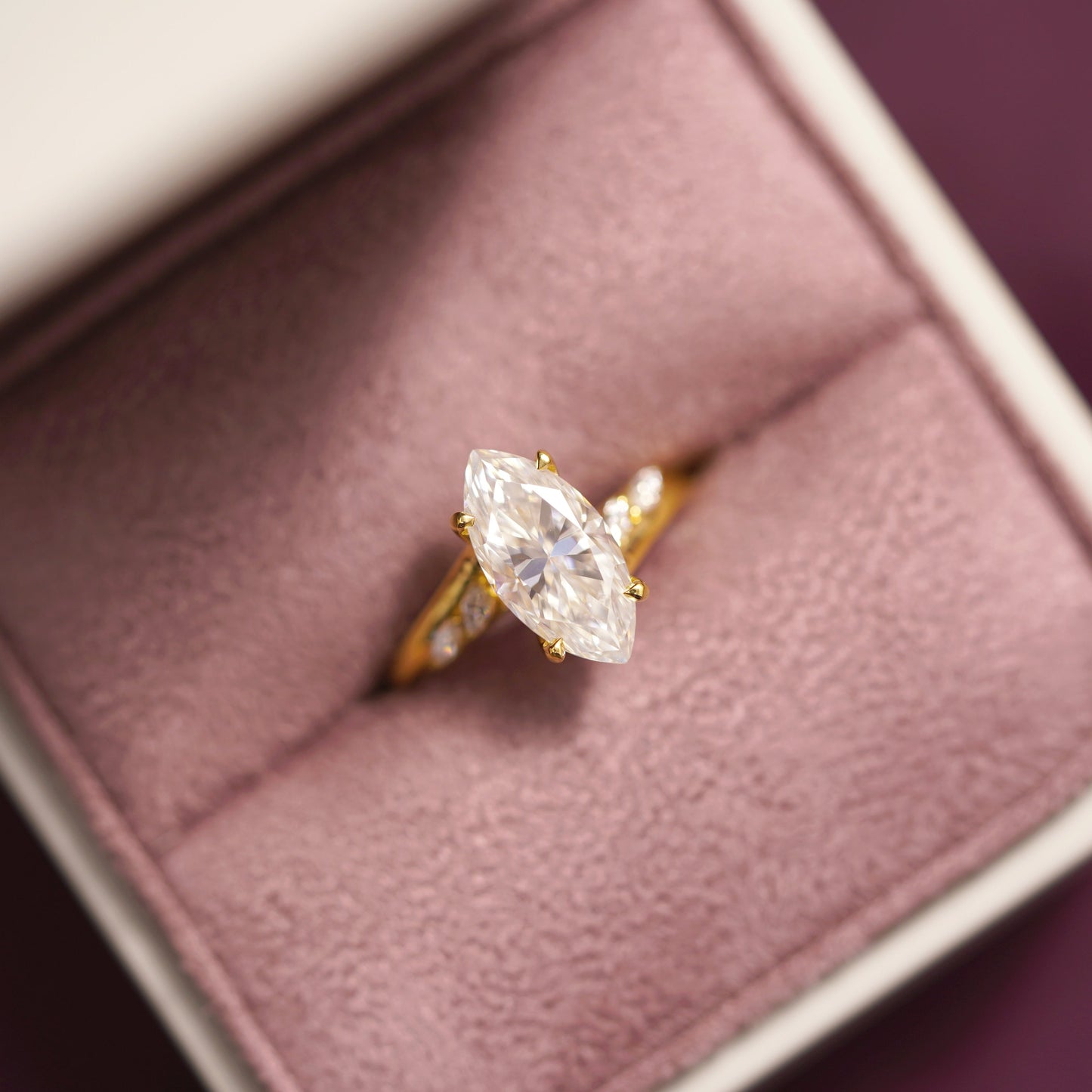 Marquise Cut Curved Pave Lab-Grown Diamond Engagement Ring