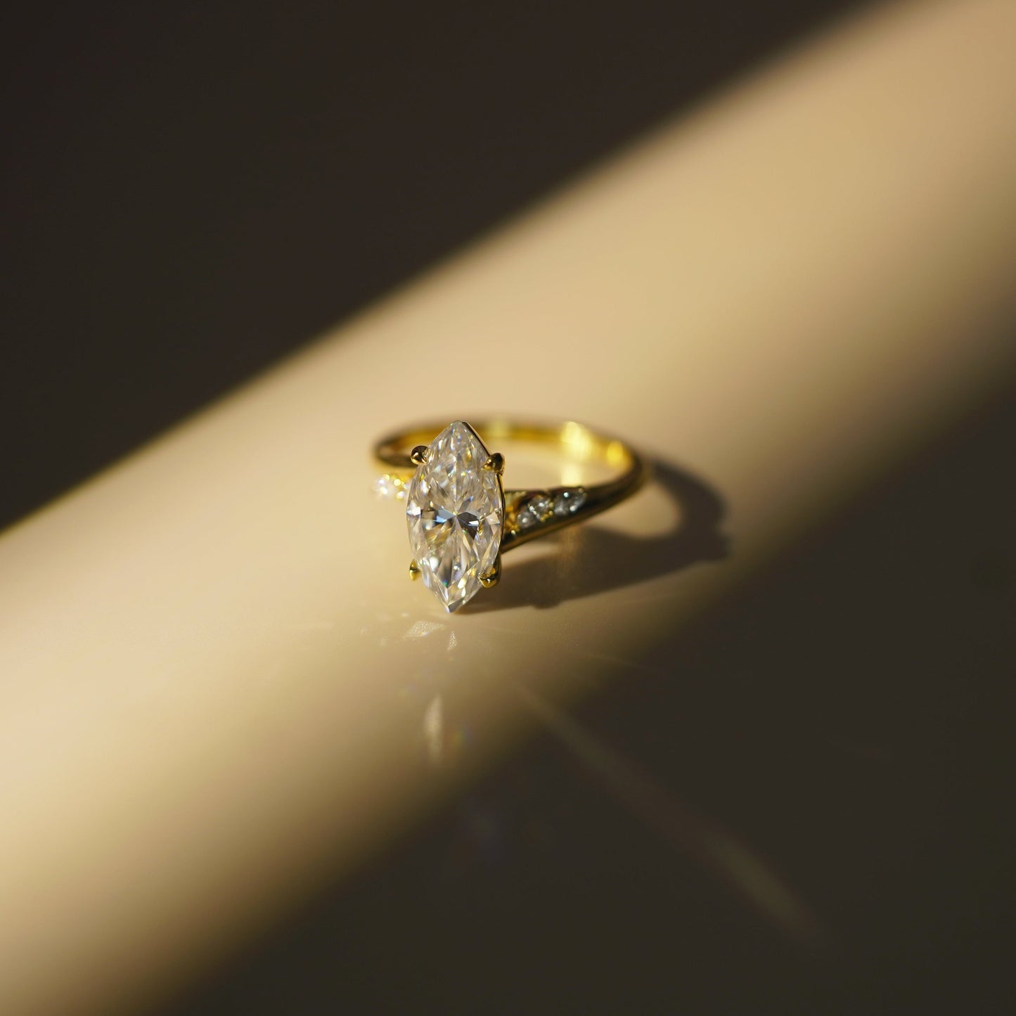 Marquise Cut Curved Pave Lab-Grown Diamond Engagement Ring