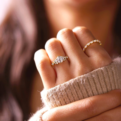 Round Cut Cluster Lab-Grown Diamond Engagement Ring
