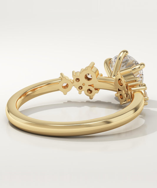 Round Cut Cluster Lab-Grown Diamond Engagement Ring