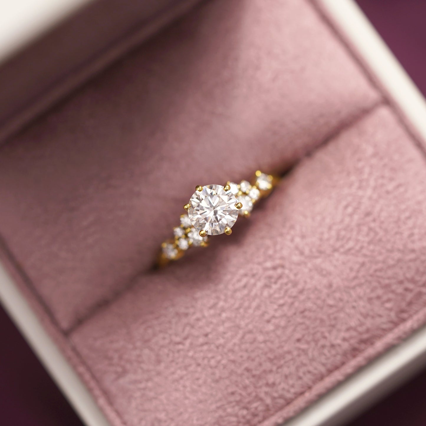Round Cut Cluster Lab-Grown Diamond Engagement Ring