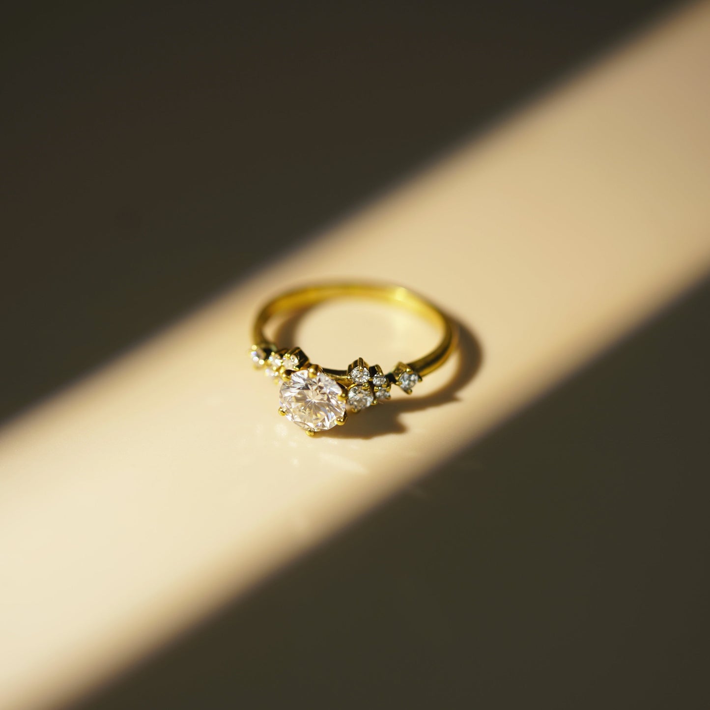 Round Cut Cluster Lab-Grown Diamond Engagement Ring