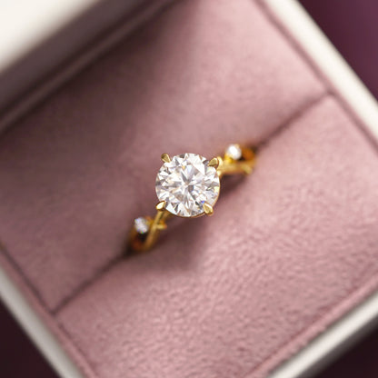 Round Cut Twig Lab-Grown Diamond Engagement Ring