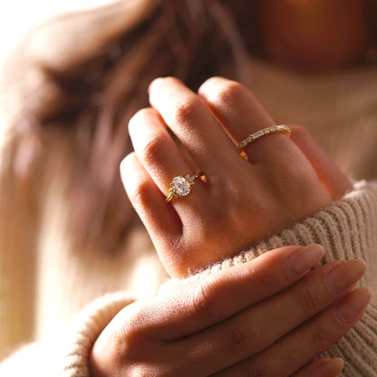 Oval Cut Cluster Lab-Grown Diamond Engagement Ring
