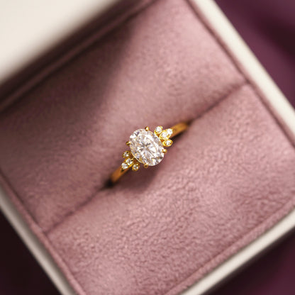 Oval Cut Cluster Lab-Grown Diamond Engagement Ring
