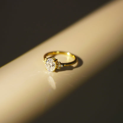 Oval Cut Cluster Lab-Grown Diamond Engagement Ring