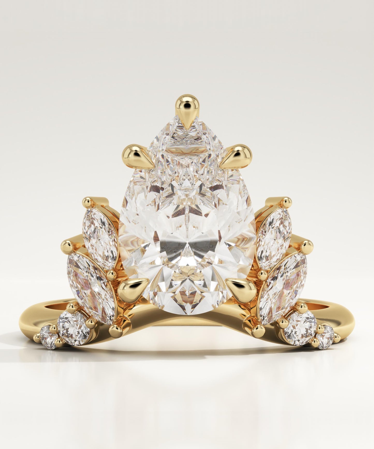 Pear Cut Cluster Lab-Grown Diamond Engagement Ring