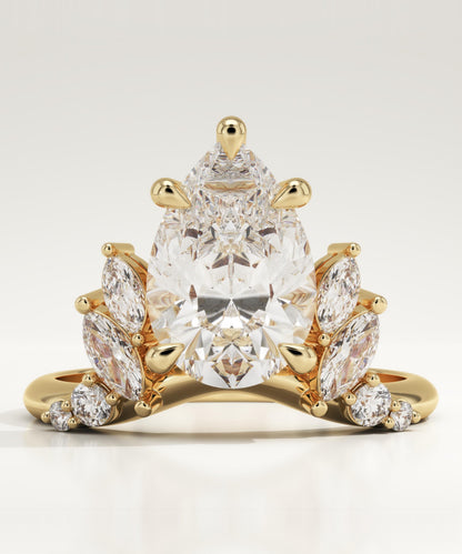 Pear Cut Cluster Lab-Grown Diamond Engagement Ring