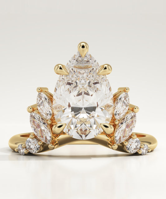 Pear Cut Cluster Lab-Grown Diamond Engagement Ring
