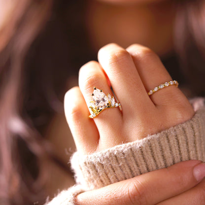 Pear Cut Cluster Lab-Grown Diamond Engagement Ring
