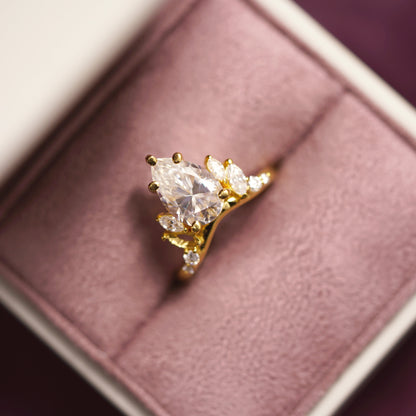 Pear Cut Cluster Lab-Grown Diamond Engagement Ring