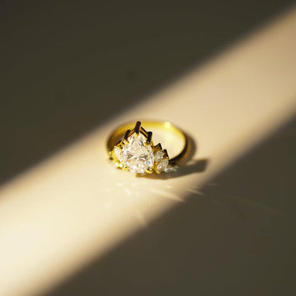 Pear Cut Cluster Lab-Grown Diamond Engagement Ring
