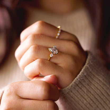 Pear Cut Three Stone Lab-Grown Diamond Engagement Ring