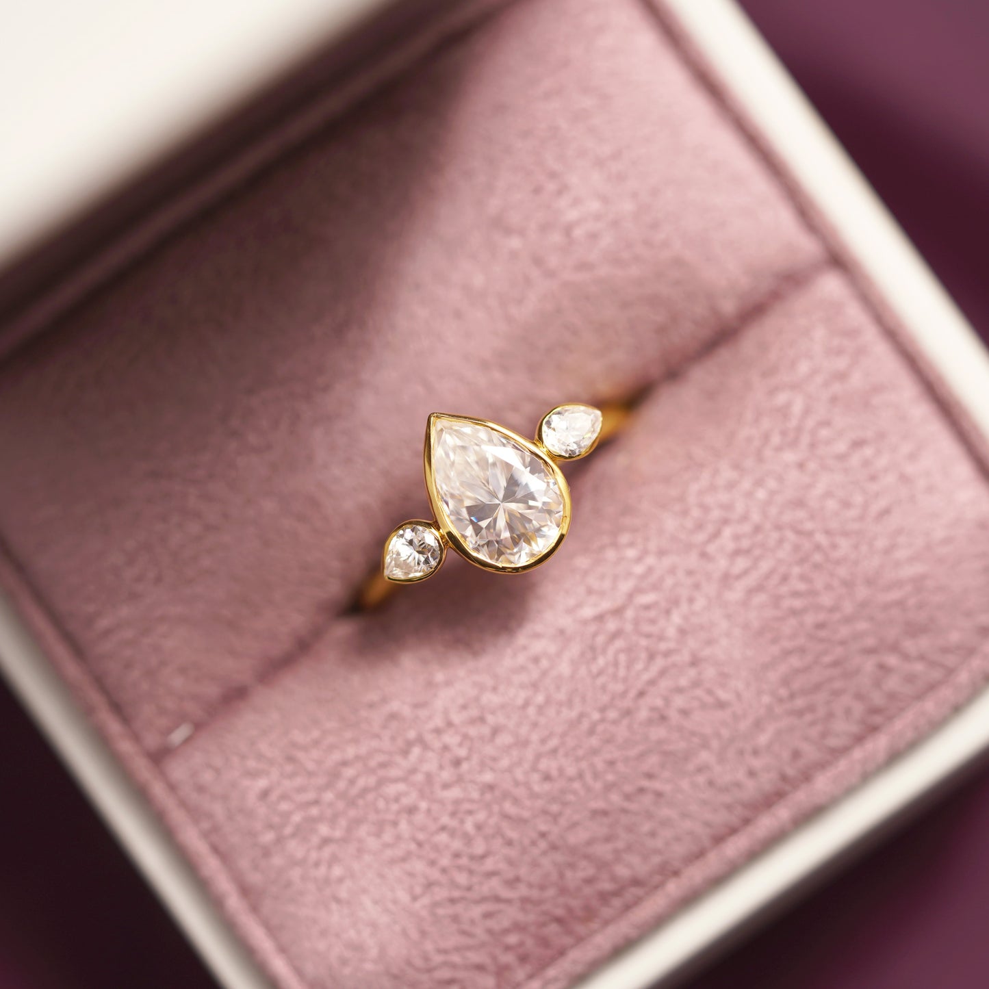 Pear Cut Three Stone Lab-Grown Diamond Engagement Ring