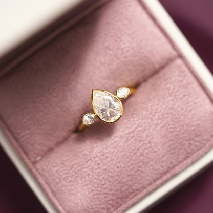 Pear Cut Three Stone Lab-Grown Diamond Engagement Ring