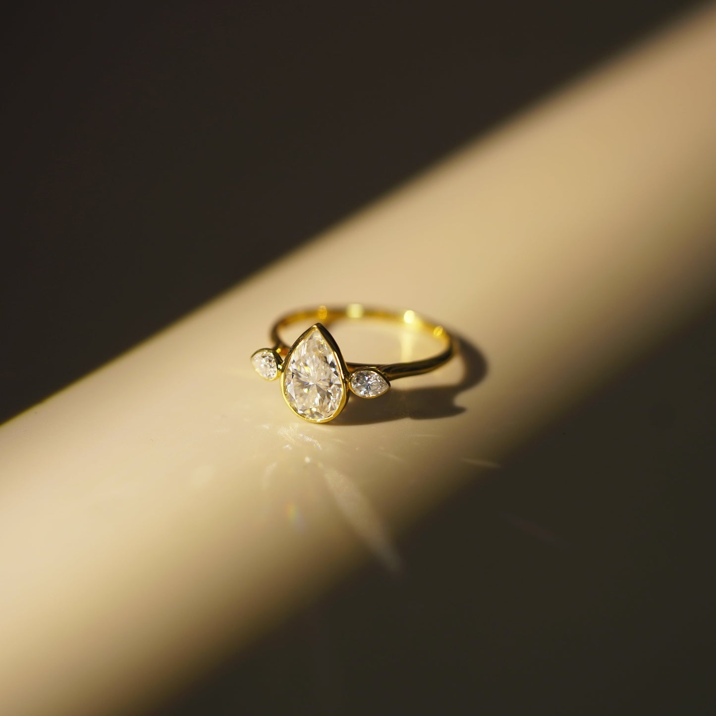 Pear Cut Three Stone Lab-Grown Diamond Engagement Ring