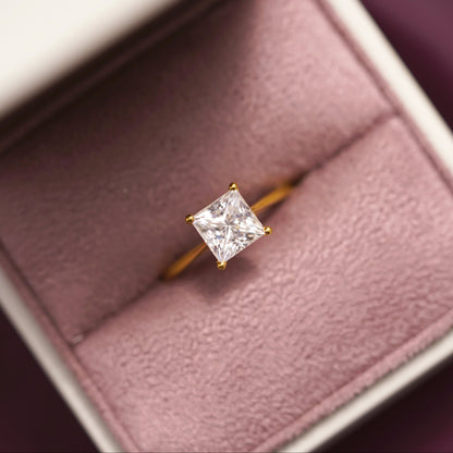 Princess Cut Solitaire Cathedral Lab-Grown Diamond Engagement Ring