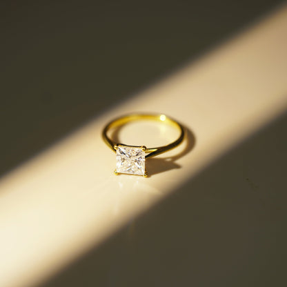 Princess Cut Solitaire Cathedral Lab-Grown Diamond Engagement Ring