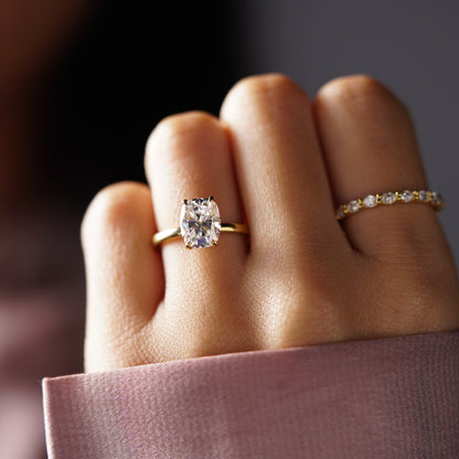 Elongated Cushion Cut Solitaire Lab-Grown Diamond Engagement Ring