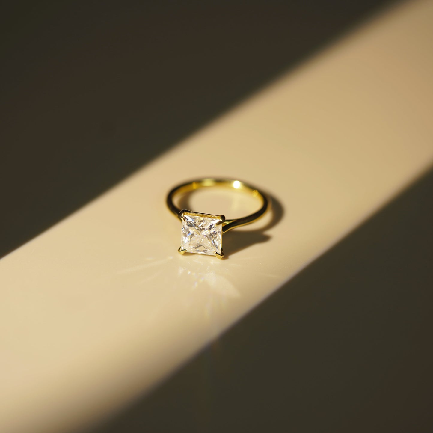 Princess Cut Solitaire Cathedral Lab-Grown Diamond Engagement Ring