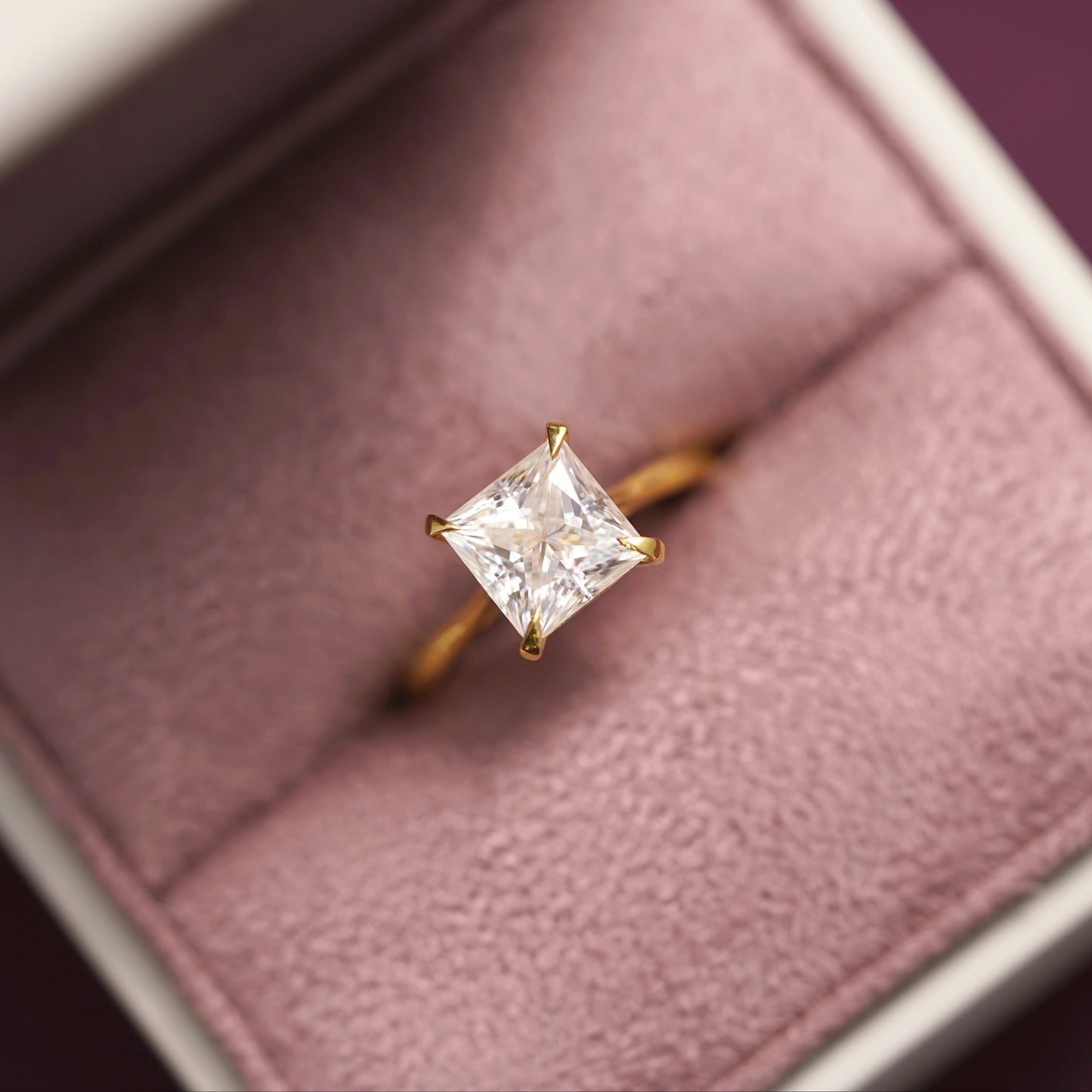 Princess Cut Solitaire Cathedral Lab-Grown Diamond Engagement Ring