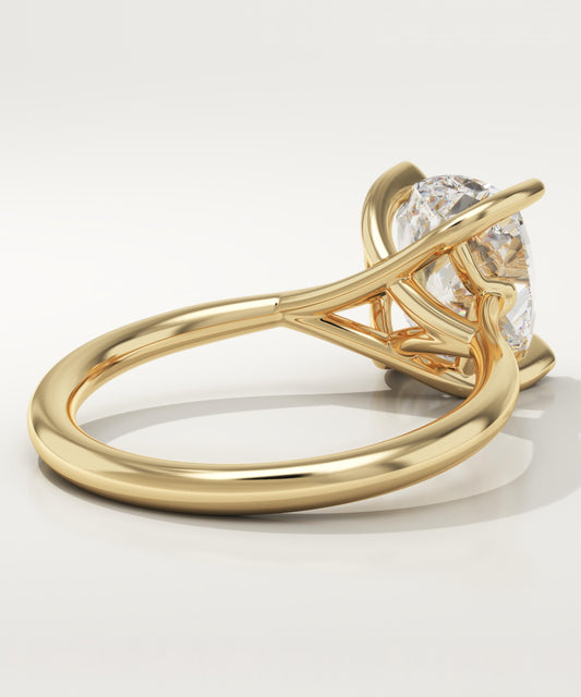 Elongated Cushion Cut Solitaire Cathedral Lab-Grown Diamond Engagement Ring